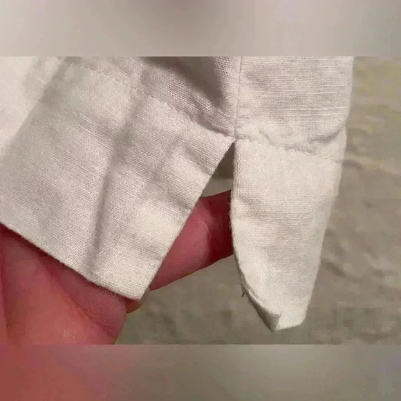 J. McLaughlin white, sleeveless blouse with eyelet detailing/pop pop sleeves; S - Picture 6 of 9